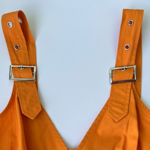 Chic Sexy Slim Orange Elegant Breasted Buckled Dress Belt Side Pockets Mustard - Picture 9 of 16
